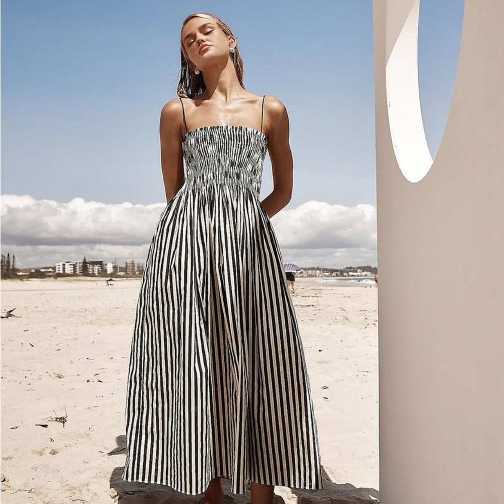 Commense Monochrome Striped Midi Dress - Picture 2 of 5